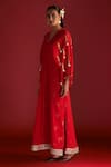 Buy_Masaba_Red Kaftan Georgette Gota Work Square Neck Paan Patti Motif Embroidered_Online_at_Aza_Fashions