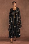 Buy_Masaba_Black Kaftan Georgette Embroidered Paan Patti And Gota Work Front Cover-up Set_at_Aza_Fashions