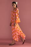 Buy_Masaba_Orange Crepe Silk Digital Printed Mist V Neck Floral Kaftan_Online_at_Aza_Fashions