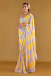 Buy_Masaba_Purple Saree Georgette Digital Print Sunshine With Unstitched Blouse Piece_Online_at_Aza_Fashions