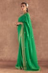 Buy_Masaba_Green Saree- Organza Embroidered Pita Work With Printed Blouse Piece_Online_at_Aza_Fashions