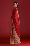 Shop_Masaba_Red Raw Silk Embroidered Honeycomb Print Crushed Palla Saree With Blouse Piece _at_Aza_Fashions