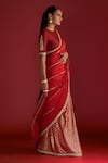 Masaba_Red Raw Silk Embroidered Honeycomb Print Crushed Palla Saree With Blouse Piece _Online_at_Aza_Fashions