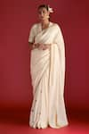 Buy_Masaba_Ivory Raw Silk Embroidered Paan Patti Saree With Patchwork Blouse Piece _at_Aza_Fashions