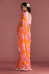Shop_Masaba_Orange Georgette Digital Printed Mist Floral Saree With Blouse Piece_at_Aza_Fashions