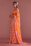 Buy_Masaba_Orange Georgette Digital Printed Mist Floral Saree With Blouse Piece_Online_at_Aza_Fashions