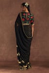 Shop_Masaba_Black Saree- Georgette Foil Printed Springbud With Blouse Piece _at_Aza_Fashions