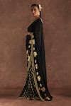 Buy_Masaba_Black Saree- Georgette Foil Printed Springbud With Blouse Piece _Online_at_Aza_Fashions