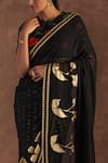 Shop_Masaba_Black Saree- Georgette Foil Printed Springbud With Blouse Piece _Online_at_Aza_Fashions