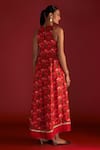 Shop_Masaba_Red Raw Silk Digital Printed Rain Lily High Round Kurta Dress _at_Aza_Fashions