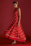 Shop_Masaba_Red Raw Silk Digital Printed Rain Lily High Round Kurta Dress _Online_at_Aza_Fashions