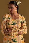 Shop_Masaba_Beige Raw Silk Printed Mist Round Poppy Petal Kurta Dress _Online_at_Aza_Fashions