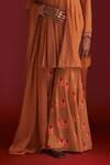 Masaba_Brown Anarkali And Sharara- Crepe Silk Digital Printed Nectar Cup Set _Online_at_Aza_Fashions