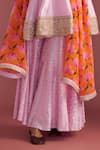 Masaba_Pink Anarkali And Sharara- Raw Silk Digital & Foil Printed Springbud Round Set _Online_at_Aza_Fashions