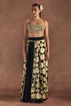 Buy_Masaba_Black Bustier- Crepe Silk Foil Printed Berrybloom Embroidered And Skirt Set _at_Aza_Fashions