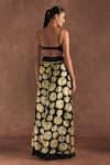 Shop_Masaba_Black Bustier- Crepe Silk Foil Printed Berrybloom Embroidered And Skirt Set _at_Aza_Fashions