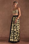 Buy_Masaba_Black Bustier- Crepe Silk Foil Printed Berrybloom Embroidered And Skirt Set _Online_at_Aza_Fashions