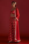 Buy_Masaba_Red Bustier And Pant- Crepe Silk Digital Printed Rain Lily & Kali Set With Cape _Online_at_Aza_Fashions