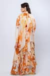 Mandira Wirk_Yellow Chiffon Printed And Embroidered Abstract Apricot Crush Layered Dress_Online_at_Aza_Fashions
