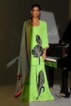 Buy_IKA_Green Georgette Embroidery Floral Blossom Scoop Neck Kurta Sharara Set _at_Aza_Fashions