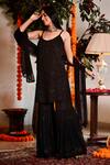 Buy_House Of Chikankari_Black Georgette Hand Embroidered Chikankari Dia Straight Kurta Set _Online_at_Aza_Fashions