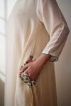 Dot_Ivory Cotton, Silk Embroidery Round Neck Gia Pocket Kurta And Pant Set _Online_at_Aza_Fashions