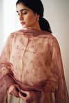 Shop Dot Pink Organza Embroidery Oleander Rose Print Dupatta at Aza Fashions Shop_Dot_Pink Organza Embroidery Oleander Rose Print Dupatta _at_Aza_Fashions
