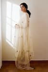 Buy_Dot_Ivory Organza Tassels, Embroidery Chloris Dupatta _Online_at_Aza_Fashions
