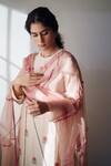 Dot_Pink Organza Tassels Florina Dupatta _Online_at_Aza_Fashions