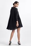 Shop_Perona_Black Viscose Collared Front Buttoned A-line Dress _at_Aza_Fashions