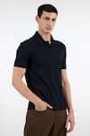 Buy_Perona_Blue Terrycloth Plain Polo Tee _Online_at_Aza_Fashions