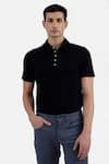 Perona_Black Cotton Hernan Polo Tee _Online_at_Aza_Fashions