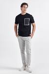 Buy_Perona_Black Cotton Zaid Placement Square Pattern Tee_at_Aza_Fashions