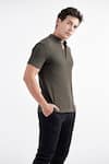 Buy_PERONA_Green Cotton Wyatt Plain Tee _Online_at_Aza_Fashions