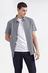 PERONA_Black Cotton Ricardo Chequered Pattern Shirt _Online_at_Aza_Fashions