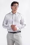 Buy_PERONA_White Cotton Contrast Panel Full Sleeve Shirt _at_Aza_Fashions