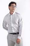 PERONA_White Cotton Contrast Panel Full Sleeve Shirt _Online_at_Aza_Fashions