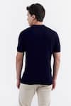 Shop_PERONA_Blue Cotton, Silk And Plain Polo Tee _at_Aza_Fashions