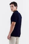 Buy_PERONA_Blue Cotton, Silk And Plain Polo Tee _Online_at_Aza_Fashions