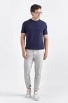 Buy_PERONA_Blue Cotton, Silk And Short Sleeve Tee _at_Aza_Fashions