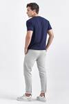 Shop_PERONA_Blue Cotton, Silk And Short Sleeve Tee _at_Aza_Fashions