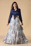 Buy_Two Sisters By Gyans_Blue Silk Crepe Printed Floral Shirt Zari Embellished Lehenga With _at_Aza_Fashions