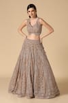 Two Sisters By Gyans_Gold Net Embroidery, Mirrors Embellished Lehenga Set _Online_at_Aza_Fashions