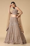 Shop_Two Sisters By Gyans_Gold Net Embroidery, Mirrors Embellished Lehenga Set _Online_at_Aza_Fashions