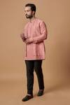 Buy_BUBBER COUTURE_Pink Cotton Silk Plain Devansh Pintuck Kurta _at_Aza_Fashions