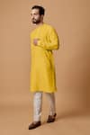 Buy_BUBBER COUTURE_Yellow Cotton Silk Plain Divij Kurta Set _at_Aza_Fashions