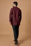 Shop_BUBBER COUTURE_Maroon Cotton Silk Plain Mahir Pintuck Shirt Kurta _at_Aza_Fashions