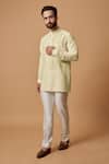 Buy_BUBBER COUTURE_Beige Cotton Silk Plain Omair Shirt Kurta _at_Aza_Fashions