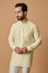 BUBBER COUTURE_Beige Cotton Silk Plain Omair Shirt Kurta _Online_at_Aza_Fashions