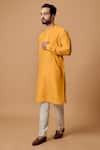 Buy_BUBBER COUTURE_Orange Cotton Silk Plain Sai Straight Kurta Set _at_Aza_Fashions